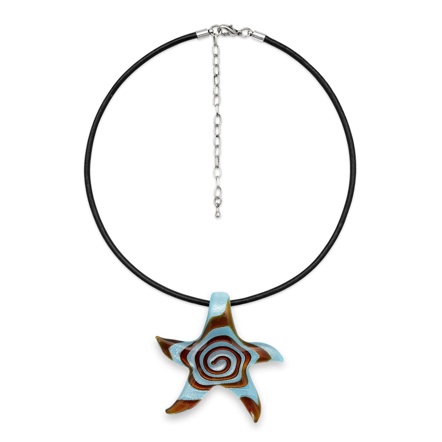 Island Girl Spiral Necklace - Blue/Brown Foil