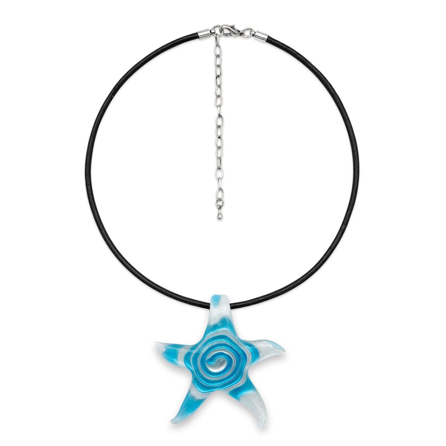 Island Girl Spiral Necklace - White/blue Foil