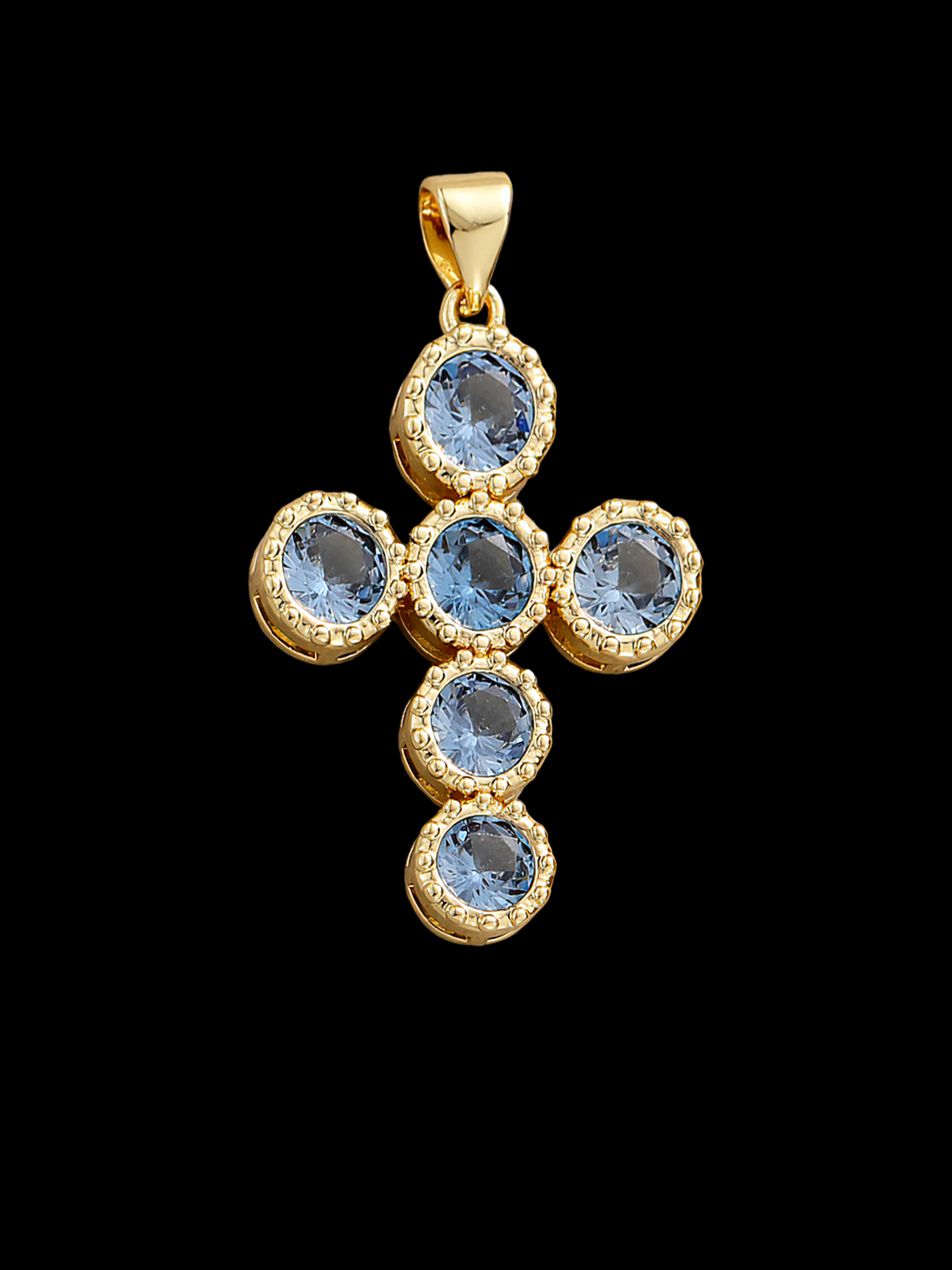 Blue Zirconia Cross Pendant
