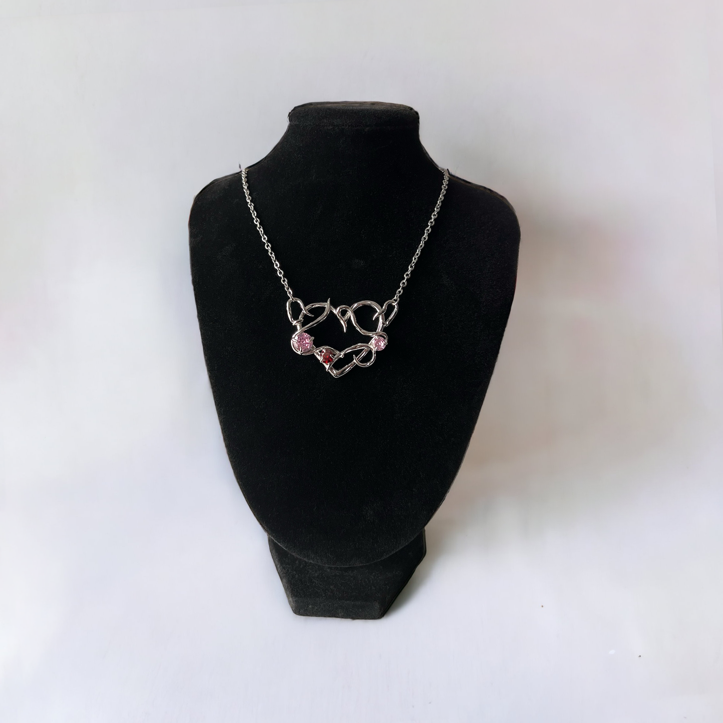 Heart of Thorns Necklace - Garnet & Pink