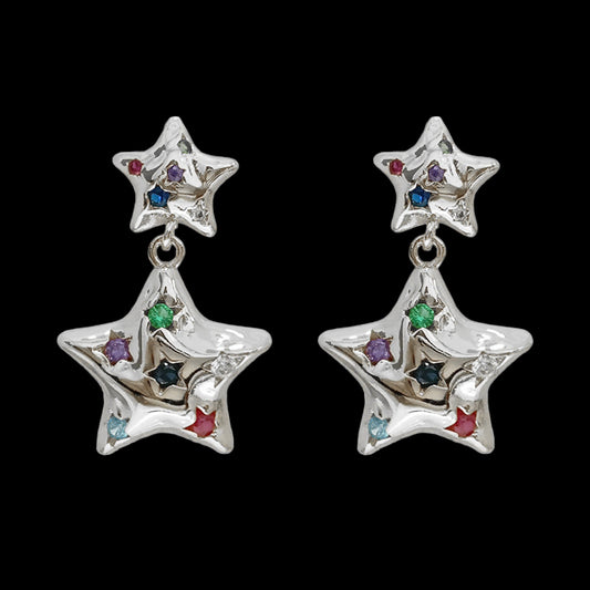 Cosmic Star Earrings - Silver