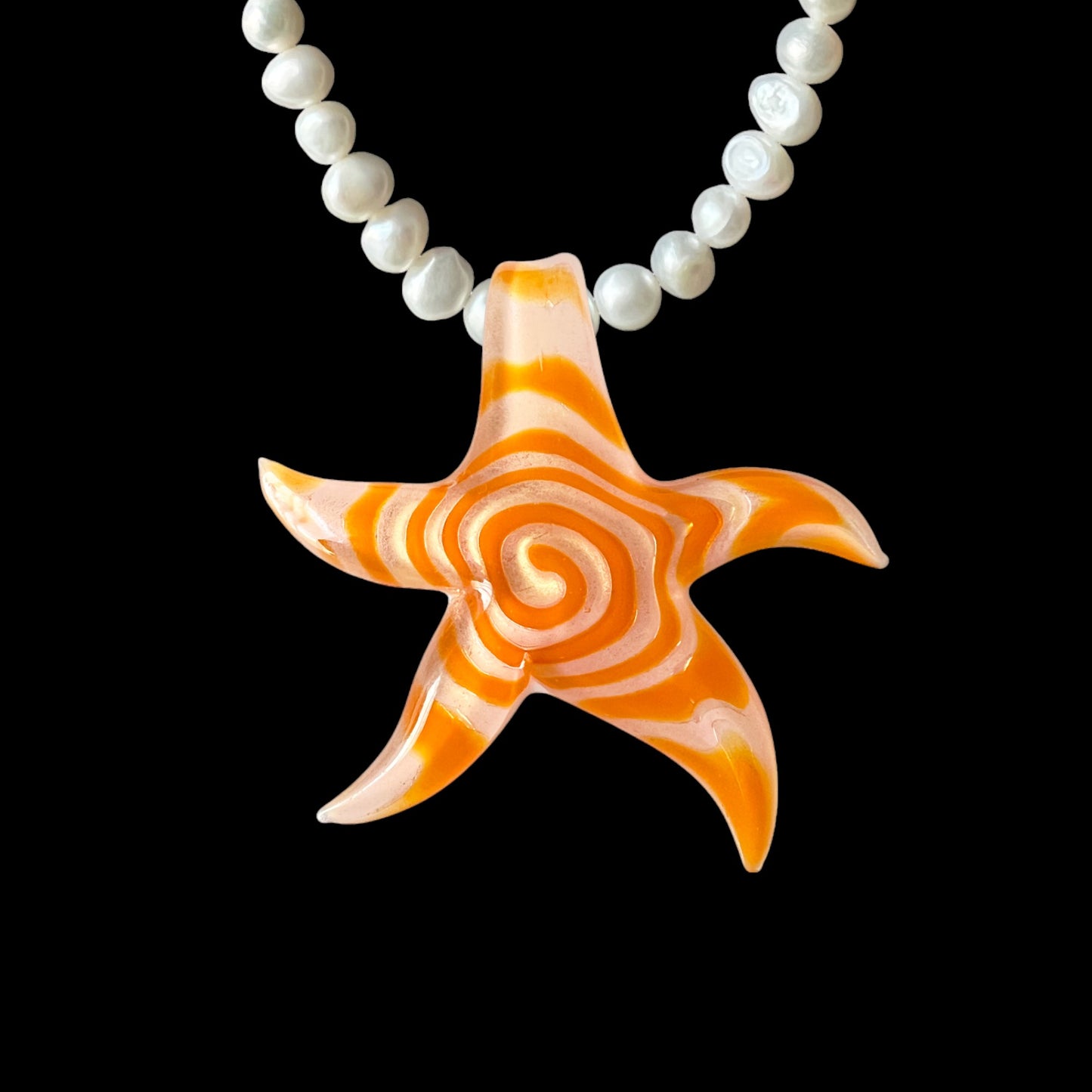 Island Girl Spiral Necklace - Orange/Pink Foil
