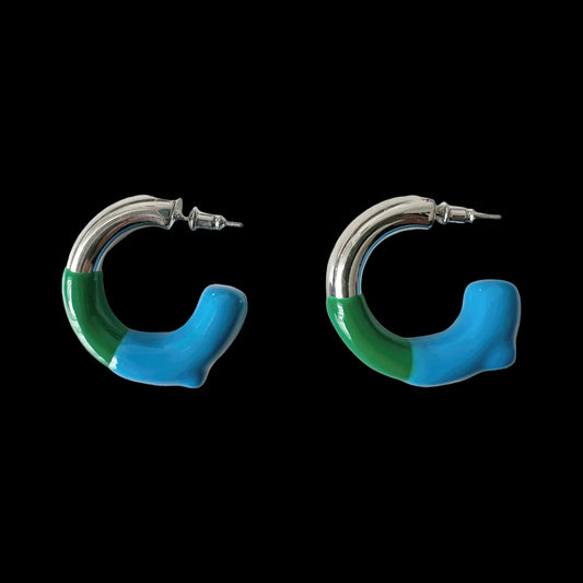 Rubberized Wax Earrings - Green/Blue