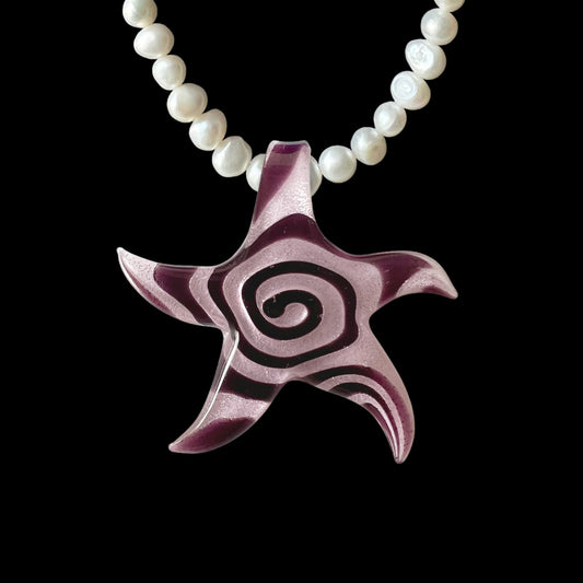 Island Girl Spiral Necklace - Pink/Silver Foil