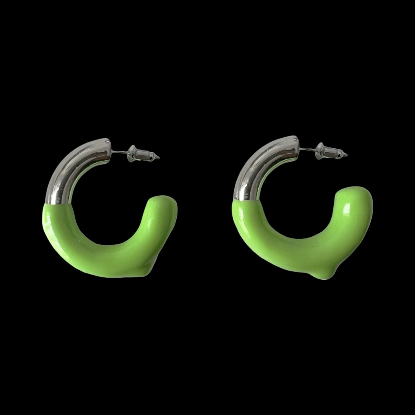 Rubberized Wax Earrings - Lime Green