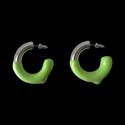 Rubberized Wax Earrings - Lime Green