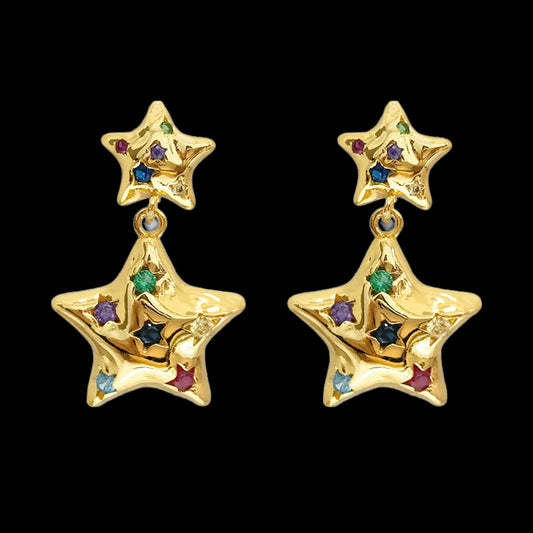 Cosmic Star Earrings - Gold
