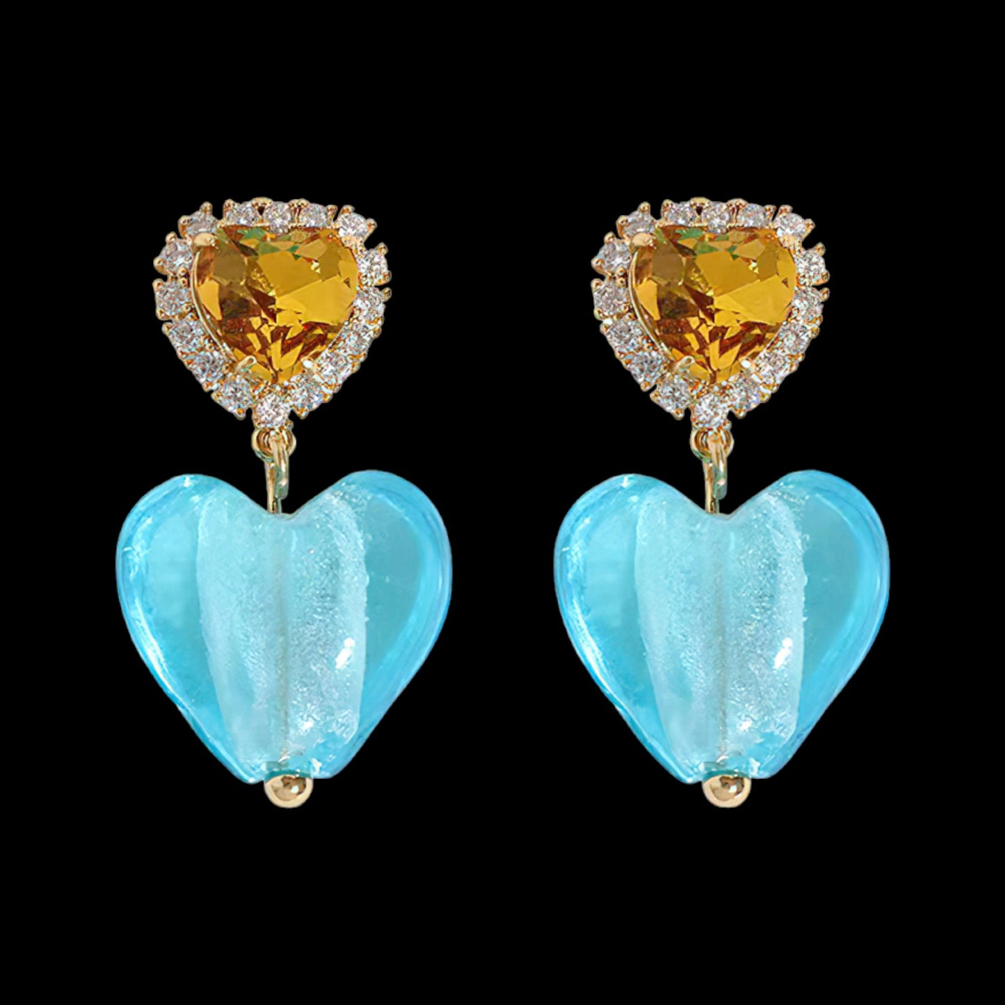 Frozen Heart Earrings - Blue