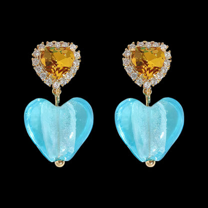 Frozen Heart Earrings - Blue