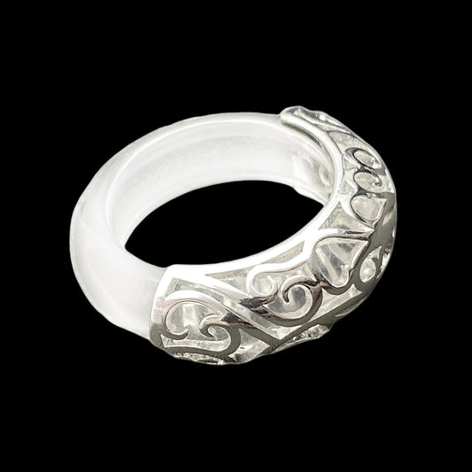 Carved Steel & Resin Ring