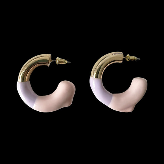 Rubberized Wax Earrings - Pink/Lavendar