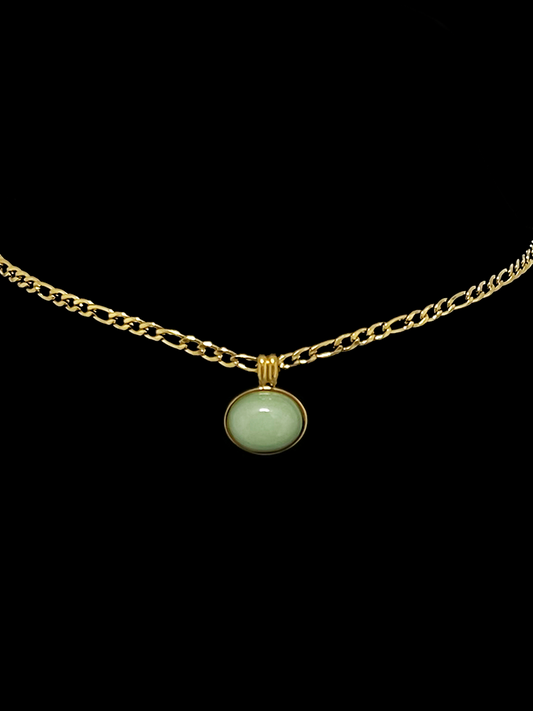 Natural Gemstone pendant Figaro necklace