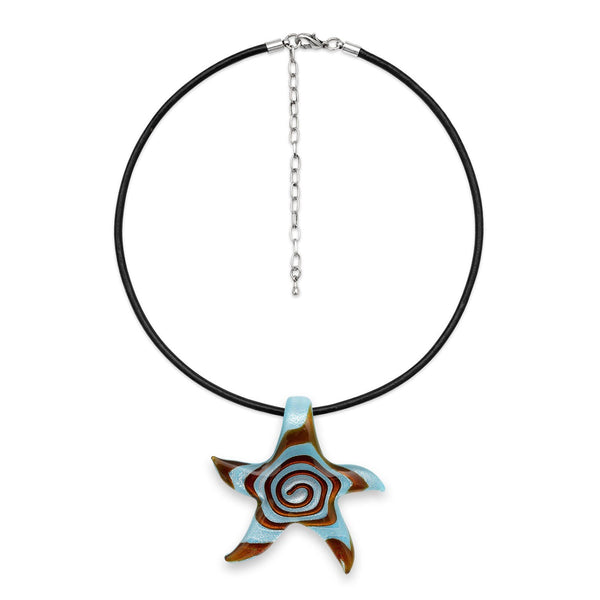 Island Girl Spiral necklace Blue/Brown Foil