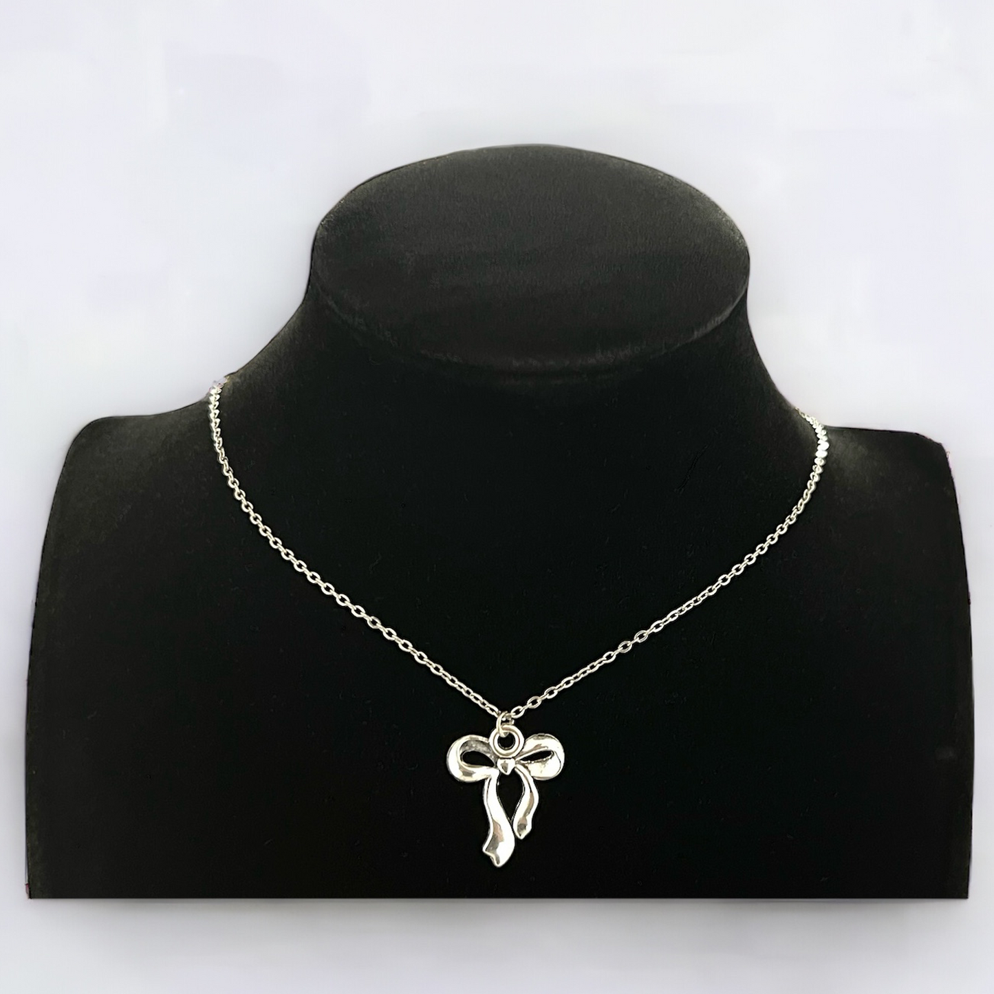 Ribbon Bow Necklace - Silver