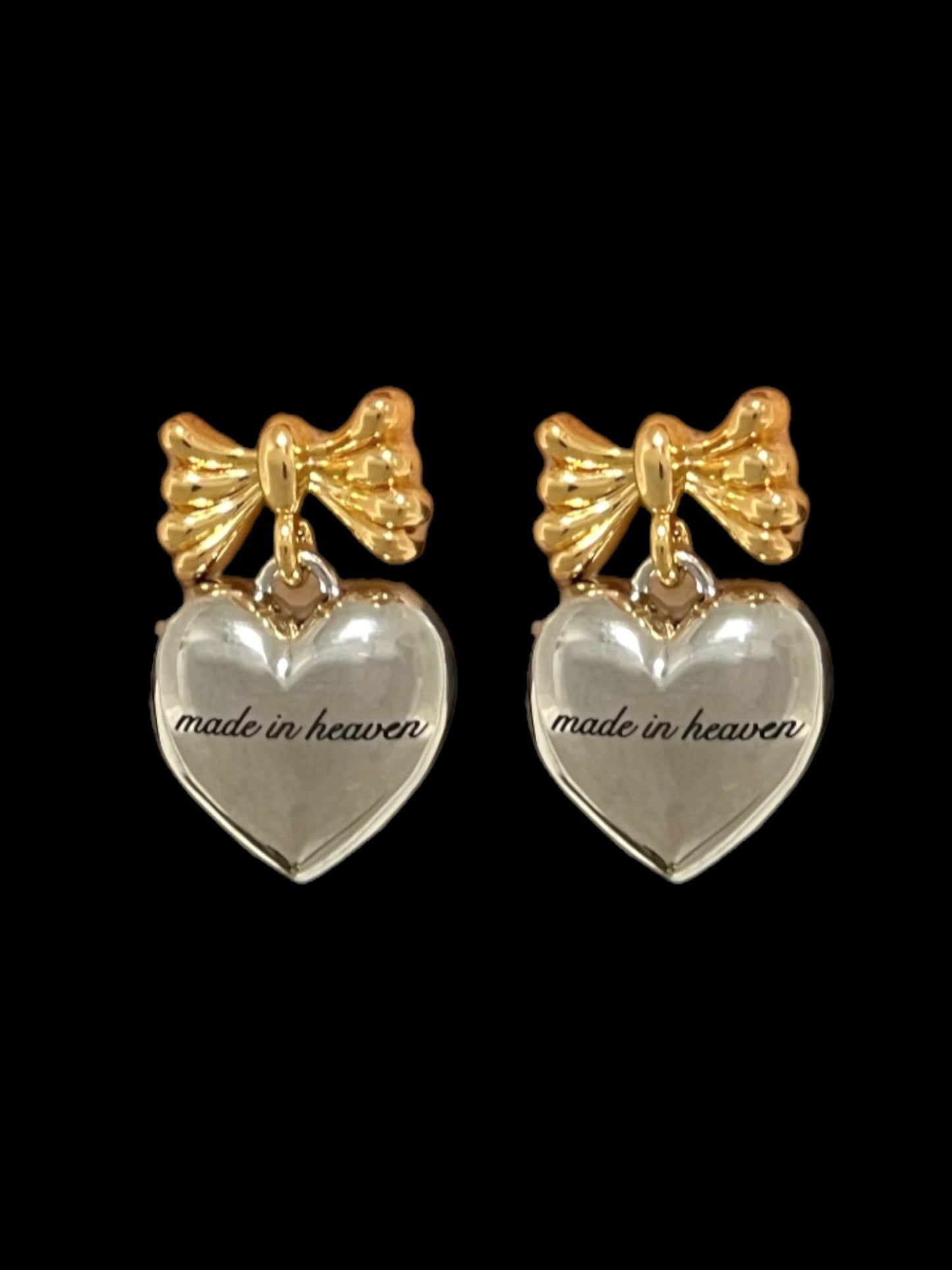 Two Tone Ribbon Bow Earrings - Gold/Silver