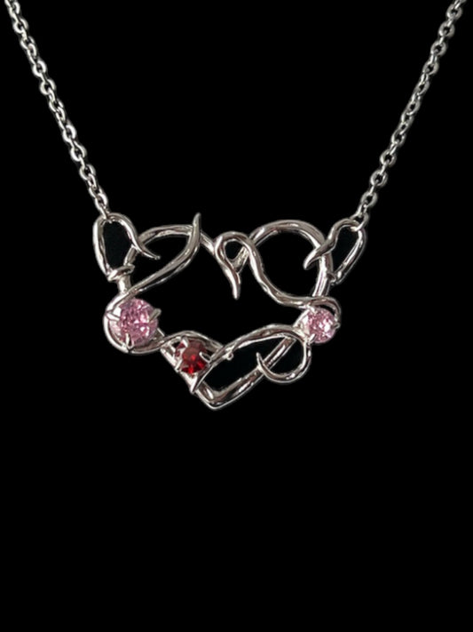 Heart of Thorns Necklace - Garnet & Pink