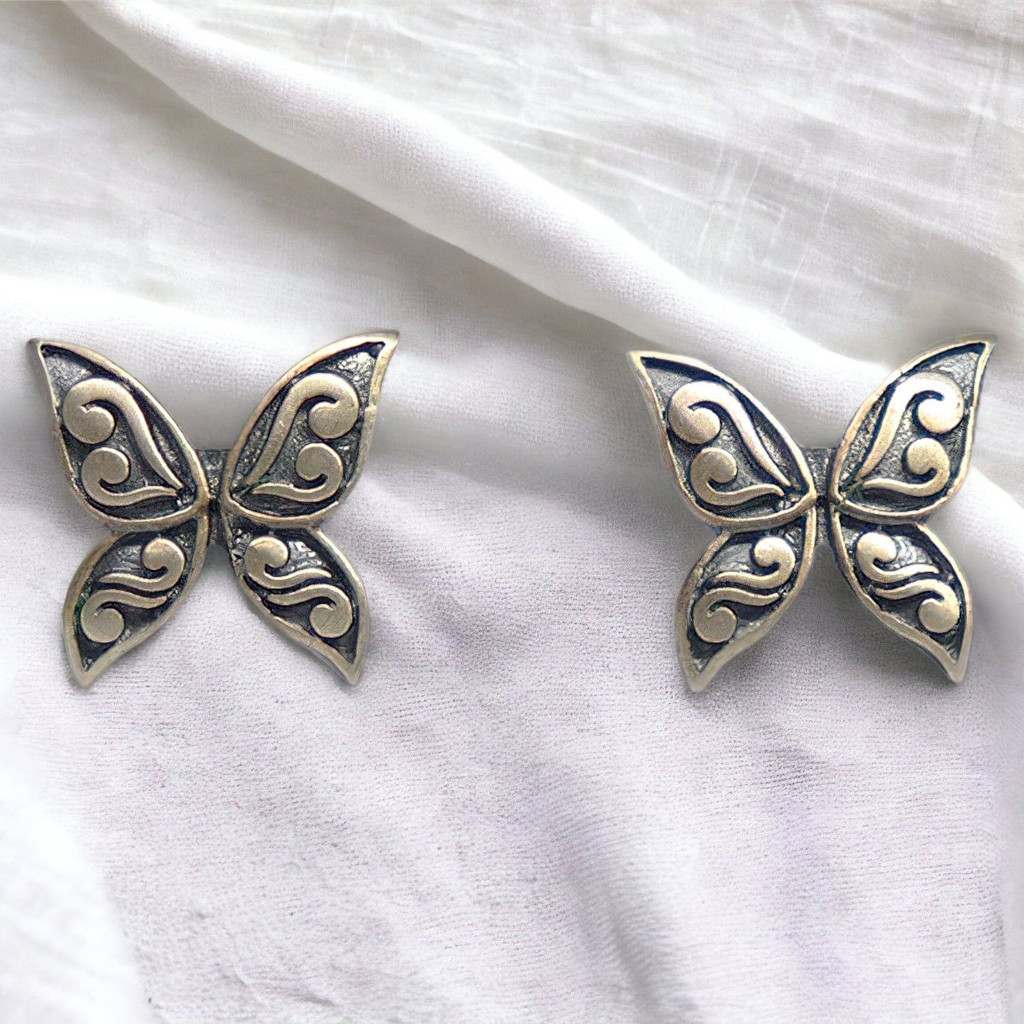 Antique Silver Butterfly Earrings