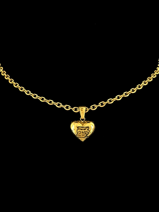 Fat love symbol Heart necklace Gold