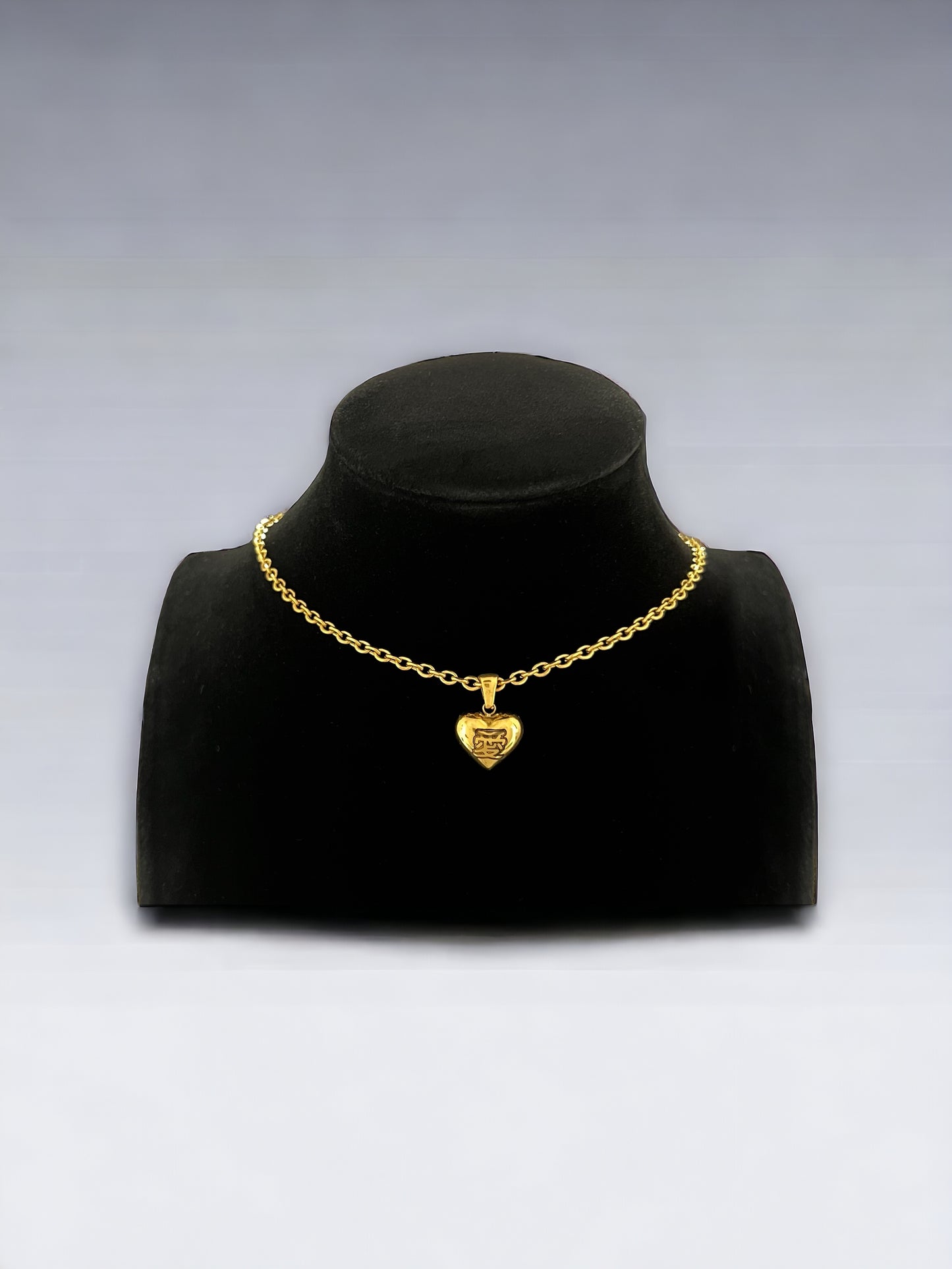 Fat love symbol Heart necklace Gold