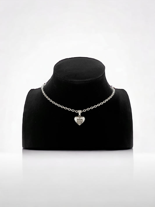 Fat love symbol Heart necklace Silver
