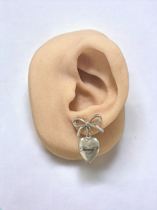 Ribbon bow earrings Silver