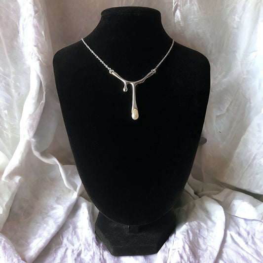 Liquid Metal pearl drop necklace