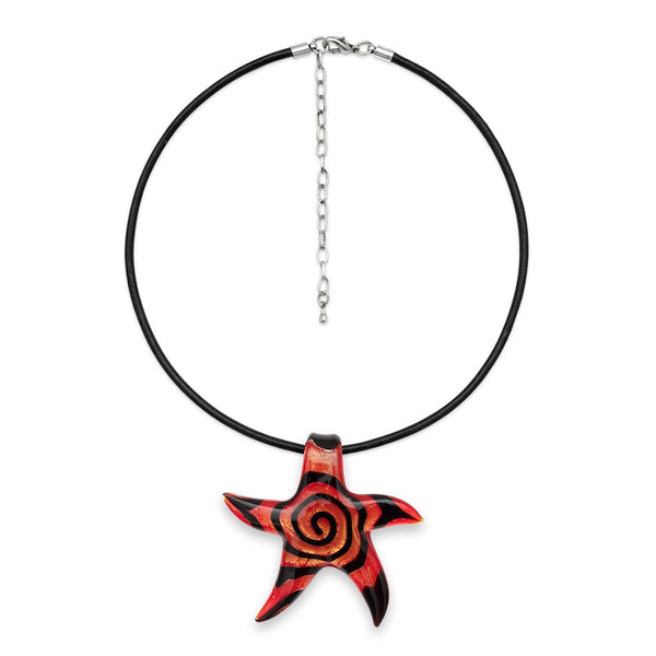 Island Girl Spiral necklace Orange/black foil
