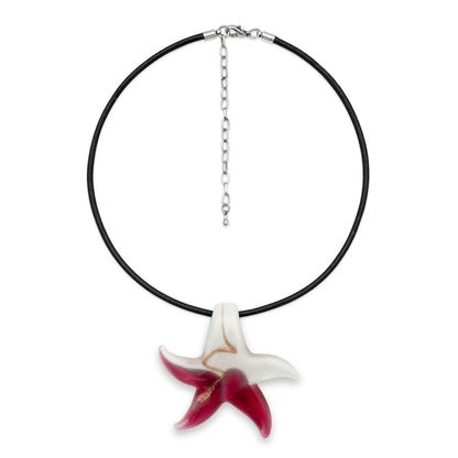 Glass star necklace / Magenta