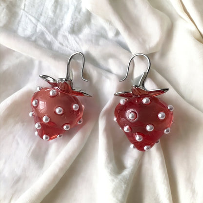 Strawberry Earrings - Red