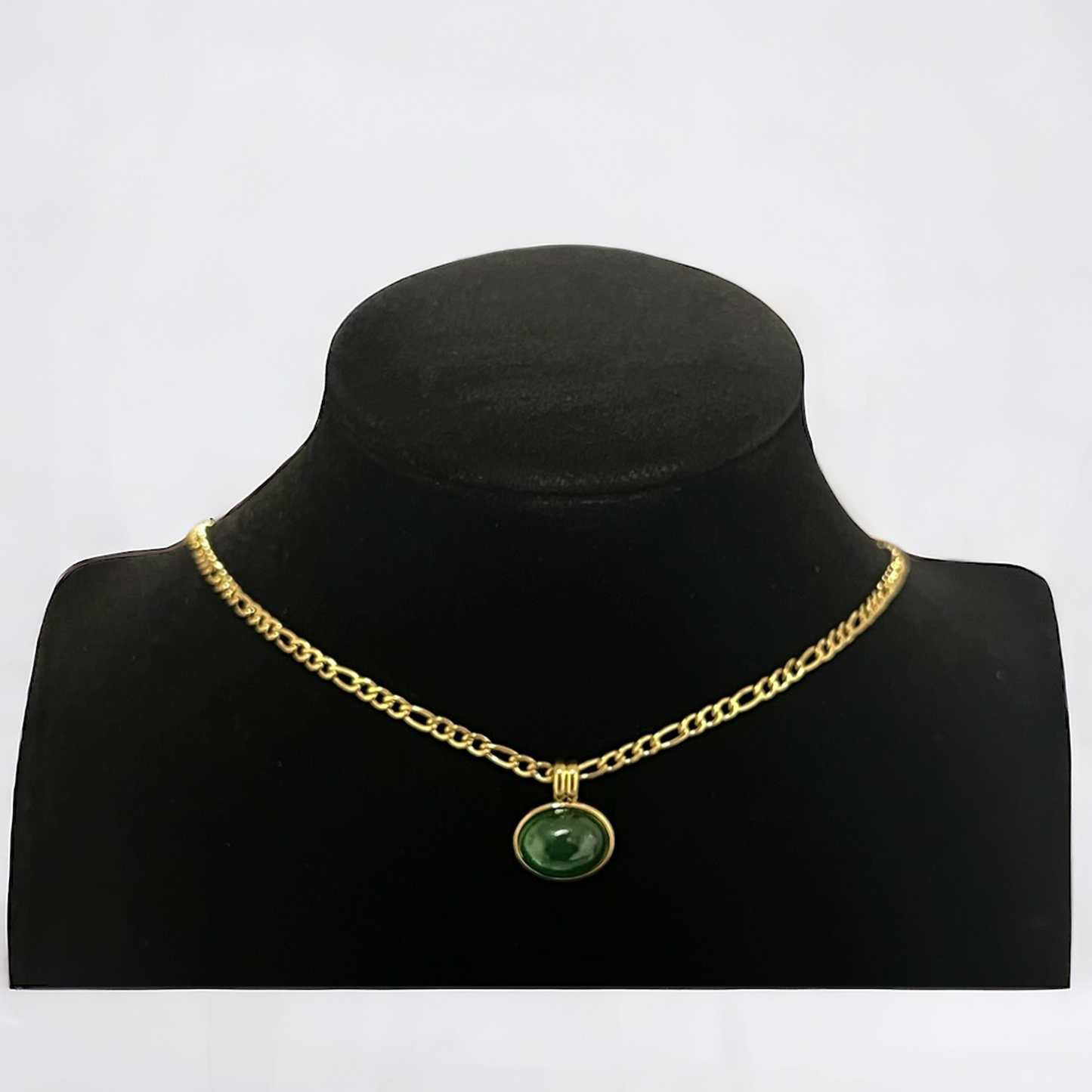 Natural Gemstone pendant Figaro necklace