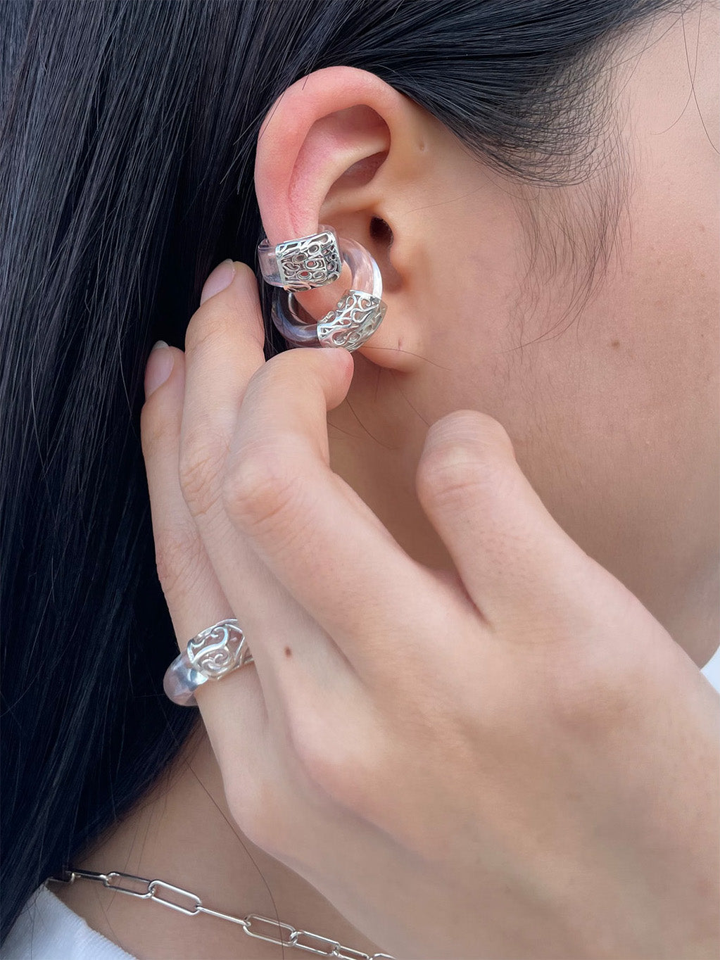 Carved Steel Ear Cuff