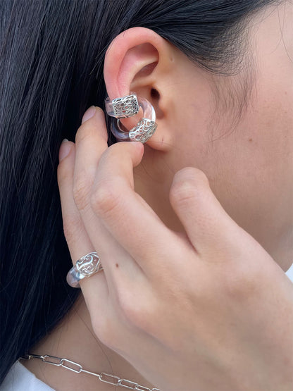 Carved Steel Ear Cuff