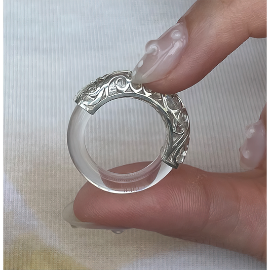 Carved Steel & Resin Ring