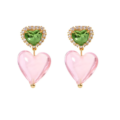 Frozen Heart Earrings - Pink
