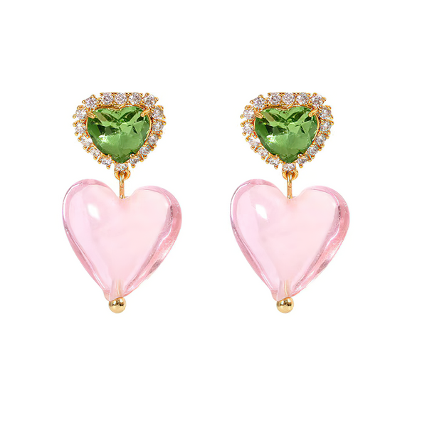 Frozen Heart Drop Earrings E01 Pink