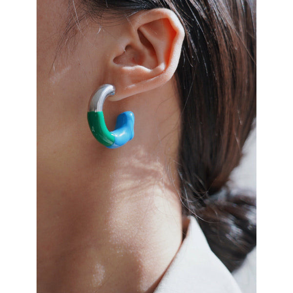 Rubberized Wax earrings Green/Blue