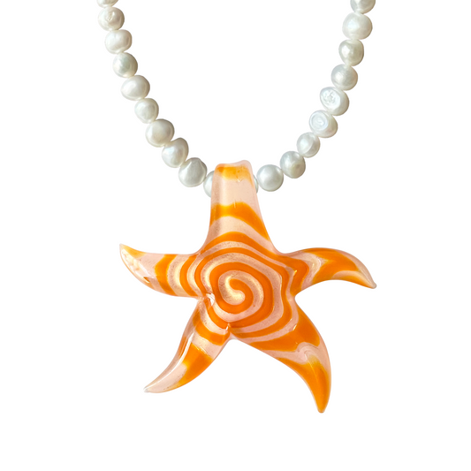 Island Girl Spiral necklace Orange/Pink Foil