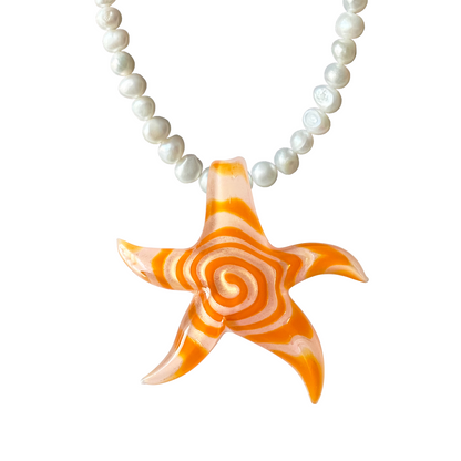 Island Girl Spiral Necklace - Orange/Pink Foil