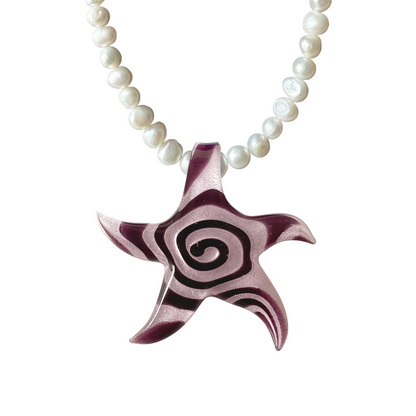 Island Girl Spiral Necklace - Pink/Silver Foil