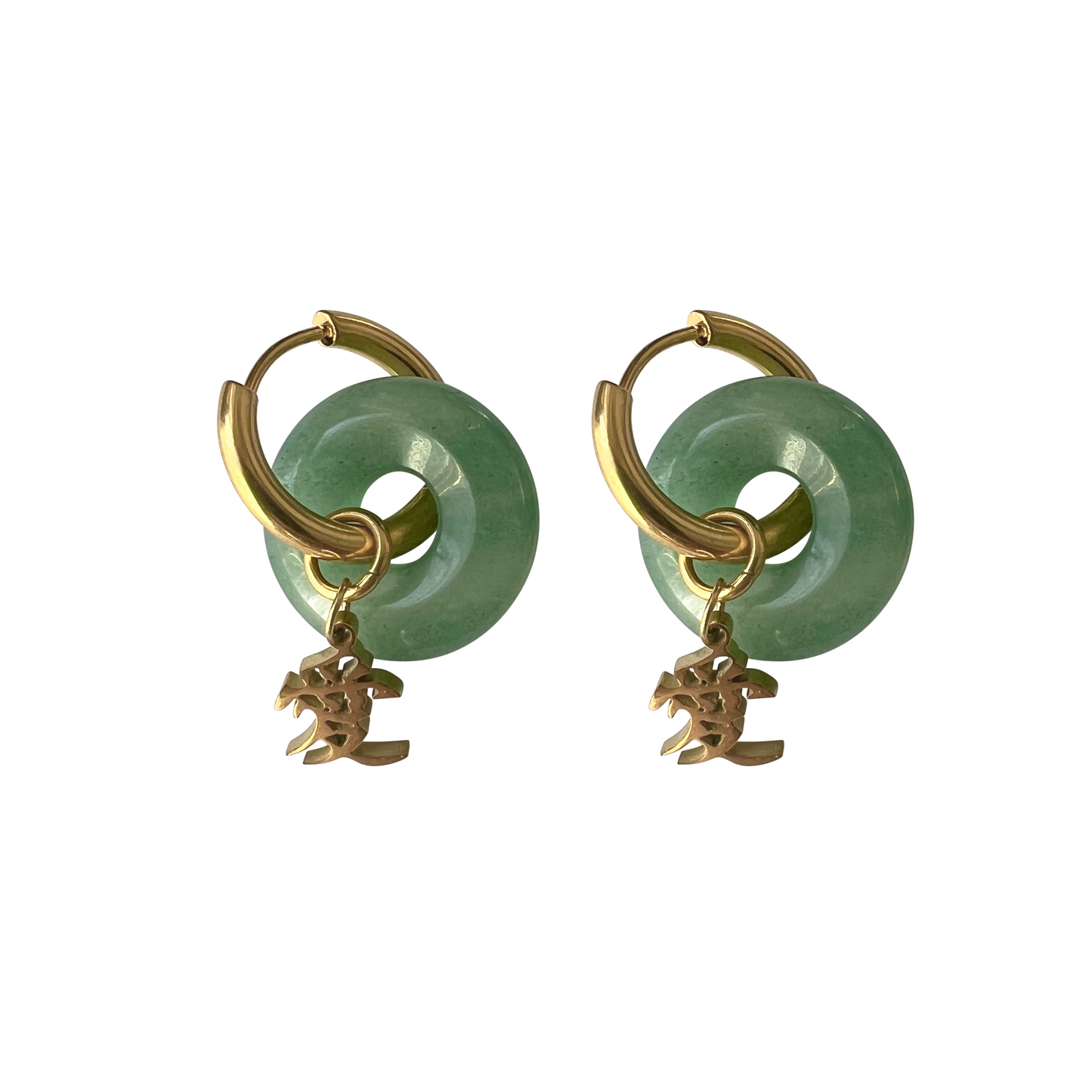 爱 "Love" Gemstone earrings Gold