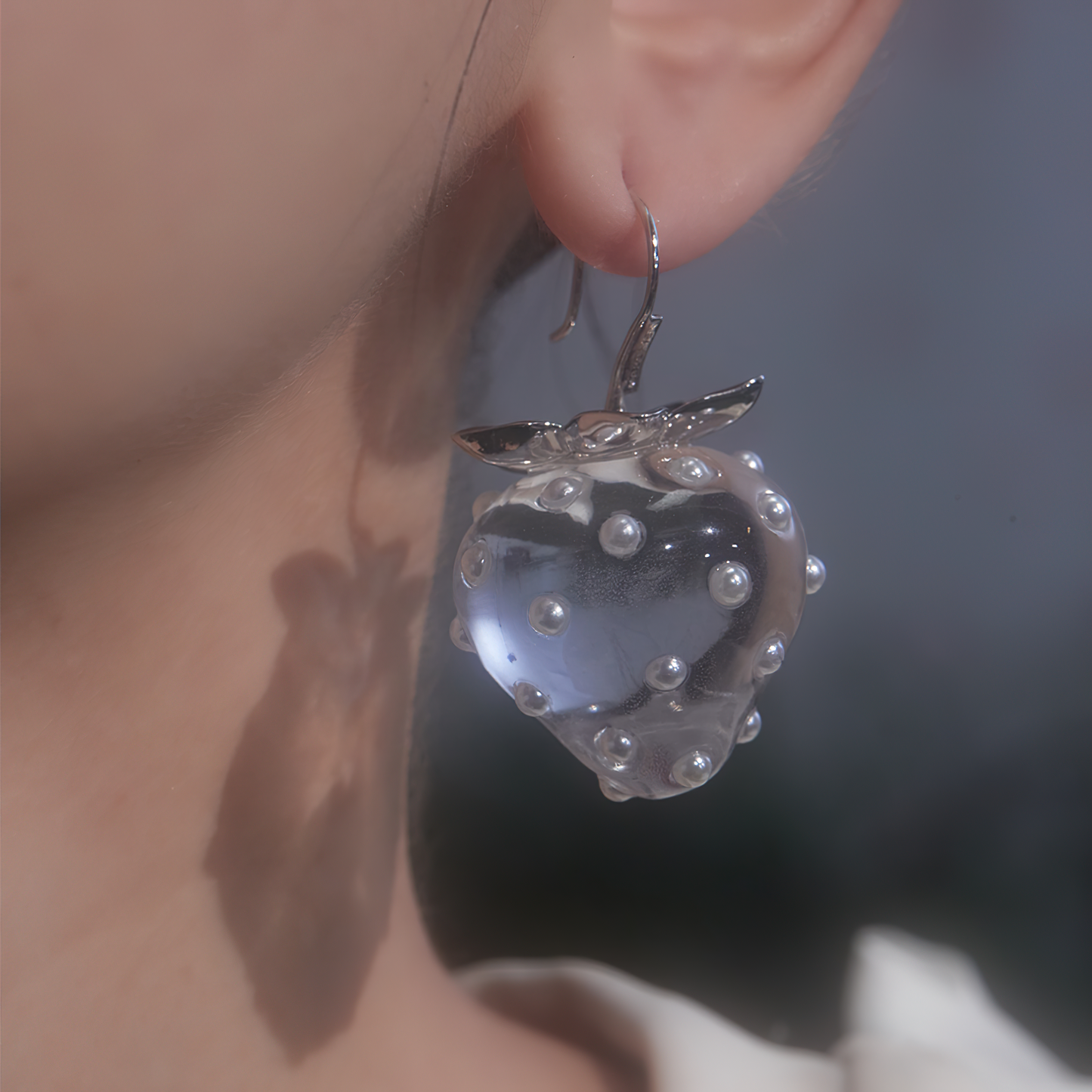 Transparent Resin Strawberry earrings