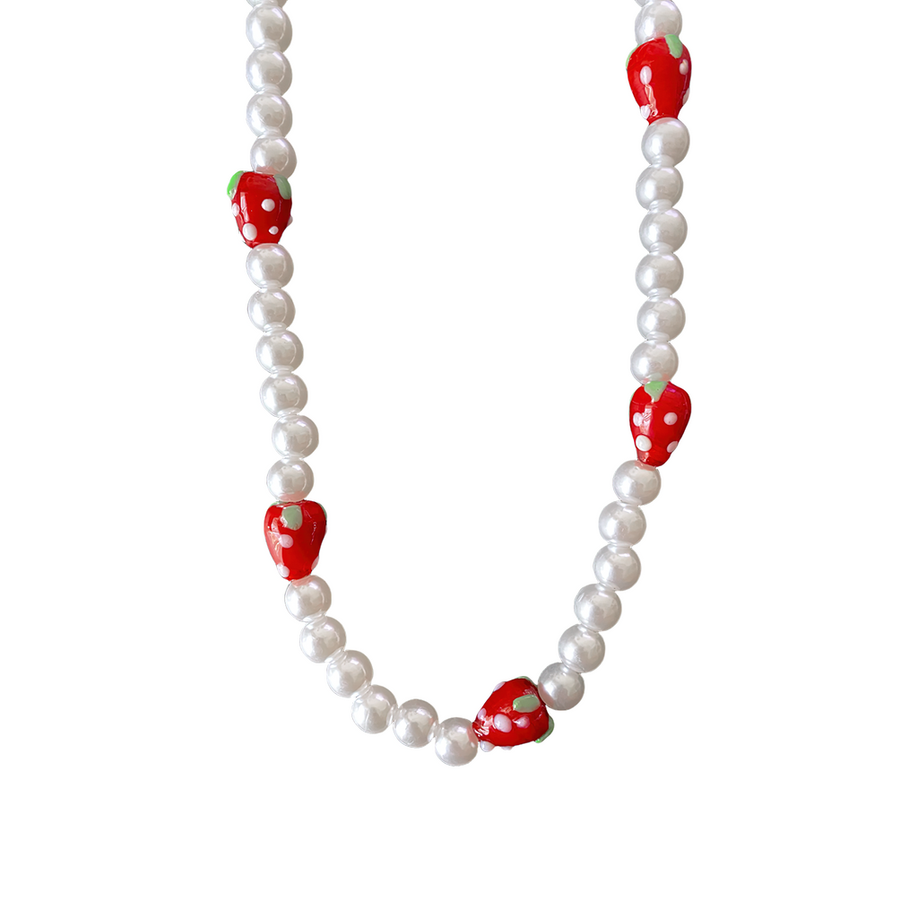 Strawberries and Pearls Necklace